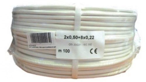 Biztonságtechnikai kábel  (2X0,5+8X0,22)