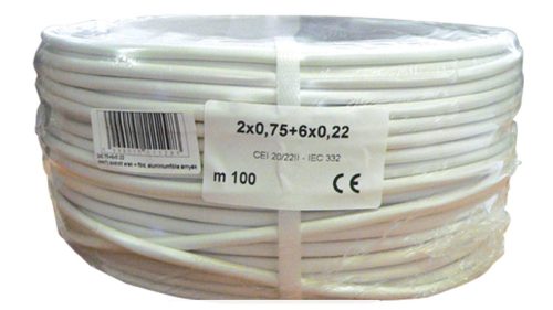 Biztonságtechnikai kábel  (2X0,75+6X0,22)
