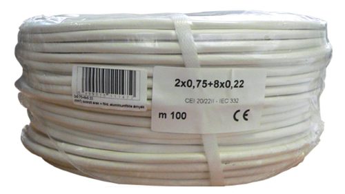 Biztonságtechnikai kábel  (2X0,75+8X0,22)