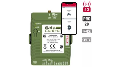 GSM alapú távvezérlő elektromos kapukhoz és sorompókhoz (GateControlPRO20-4G-DIN-Rail)