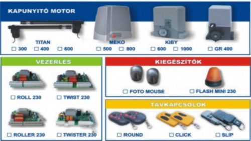 Gardengate tolómotor szett max. 1000 kg-os kapuhoz (KIBY_1000-ROLLER_230_SZETT)