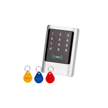   Érintőgombos, vandálbiztos, kültéri RFID olvasó és kódzár, +3db CON-TAG (KIT-CON-M1)