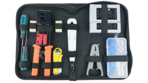 KRIMPELŐ FOGÓ SZETT RJ45, RJ12 ÉS RJ11 ÁTMENŐ KÁBELES CSATLAKOZÓKHOZ