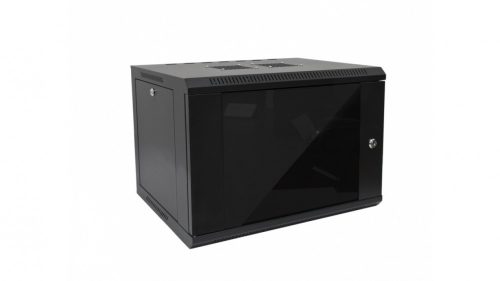 RACK faliszekrény 60X45cm fekete üvegajtós 6U magas (RACKL60X45X6U)