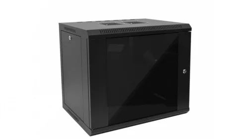 RACK faliszekrény 60X60cm fekete üvegajtós 6U magas (RACKL60X60X6U)