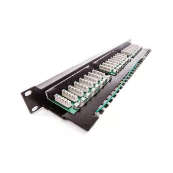 Patch panel, 24 port, CAT5e, kábeltartóval (RACKLPP120)