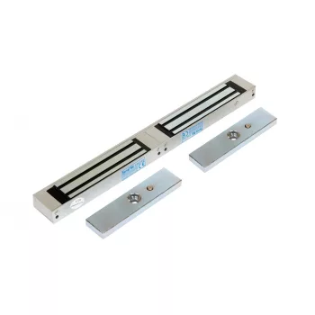   Rátét dupla síkmágnes, 2x180kg tartóerő, 24Vdc, 420x40x21mm, visszajelző LED, kétszárnyas ajtókhoz (ZOA-180D)
