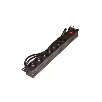   Rack 230 V-os elosztó 19"-os, 7 aljzattal, kapcsolóval (rackeloszto7)
