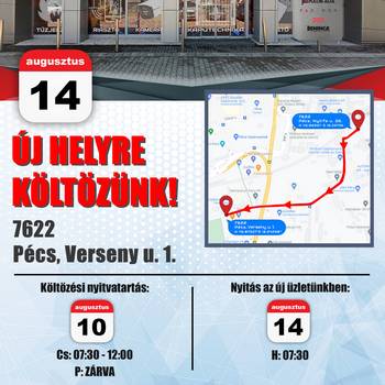 Pécsi üzletünk elköltözik